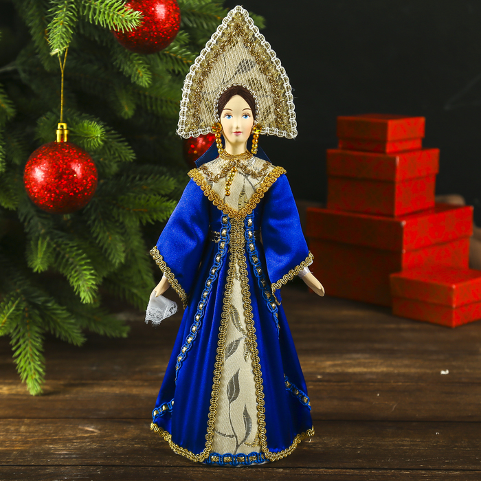 Авторская сувенирная кукла "Девушка в синем платье"