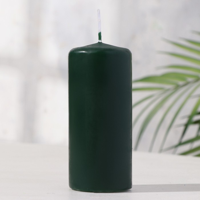 Свеча - цилиндр, 5х11,5 см, 25 ч, 175 г, темно-зеленая свеча цилиндр ароматическая яблоко 5х11 5см 25 ч 115 г зеленая