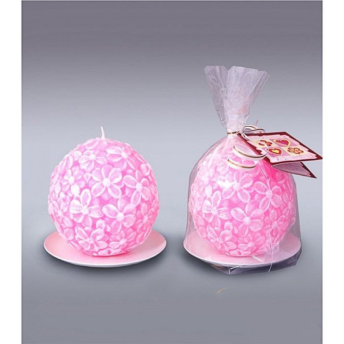 Свеча шар цветочный розовый