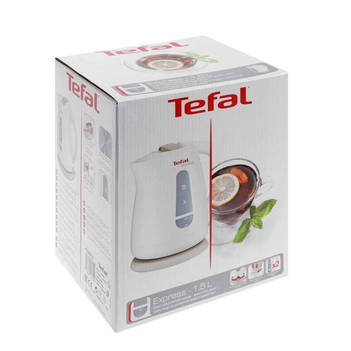 Чайник электрический Tefal KO29913 Express Plastic, пластик, 1.5 л, 2000-2400 Вт, белый