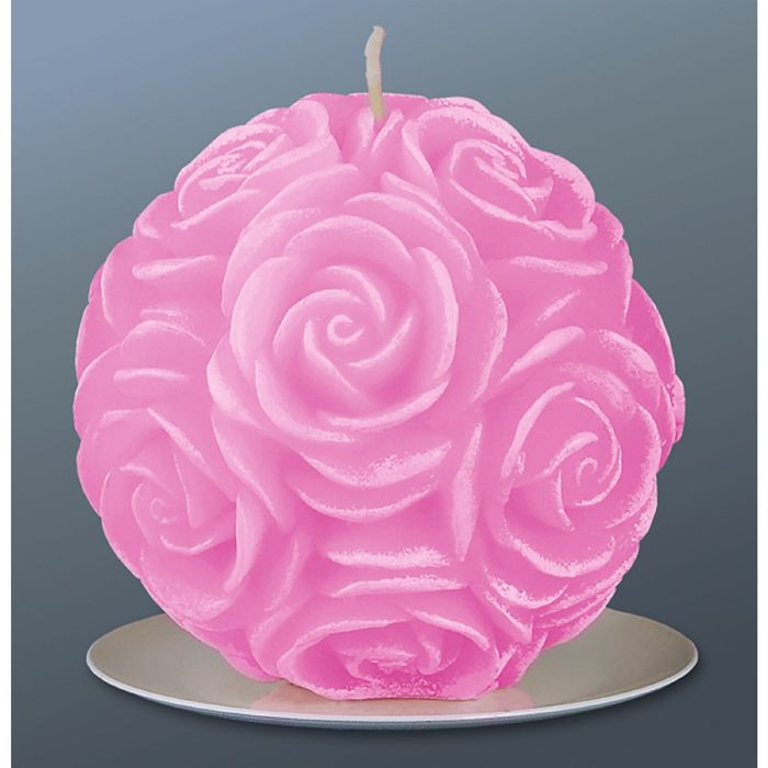 Свеча шар в розах розовый