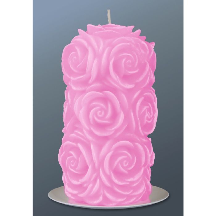Свеча пенек "В Розах" розовый