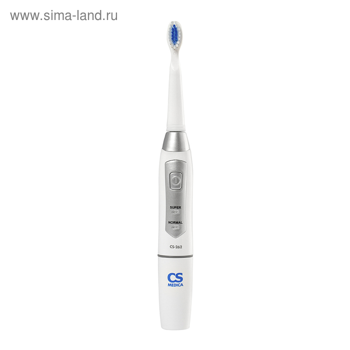 Электрическая зубная щётка CS Medica CS-262, звуковая, 33000 дв/мин, 2 насадки, белая