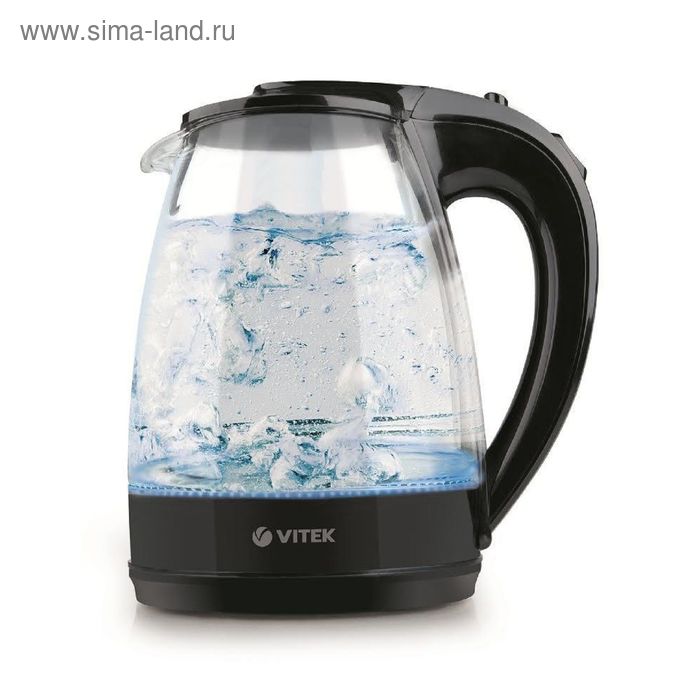 Чайник электрический Vitek VT-1122TR, стекло, 1.7 л, 2200 Вт, подсветка, черный