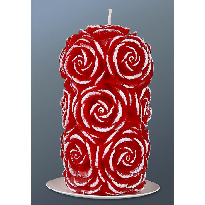 Свеча пенек "В Розах" бордо