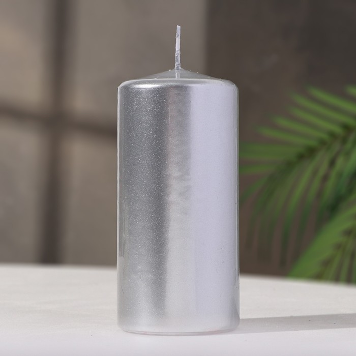 Свеча пенек 60x125 серебристый