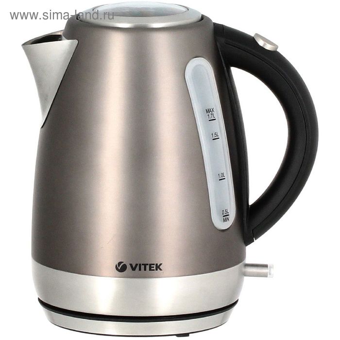 фото Чайник электрический vitek vt7025st, металл, 1.7 л, 2200 вт, подсветка, серебристый