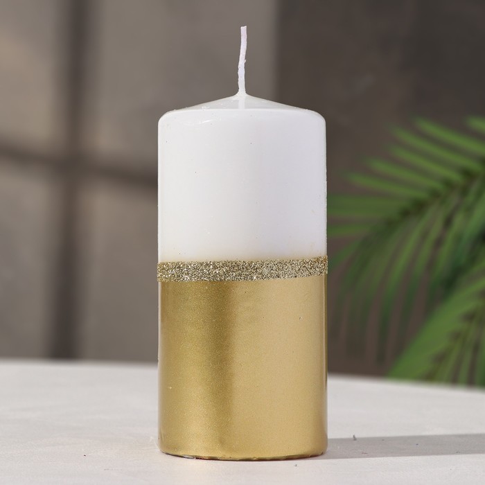 Свеча пенек 60x125 "золотисто-белый"