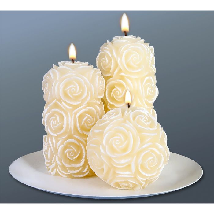 Набор свечей "кремовые розы"