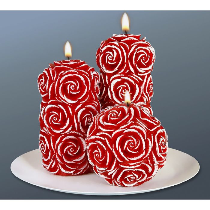 Набор свечей "бордовые розы"