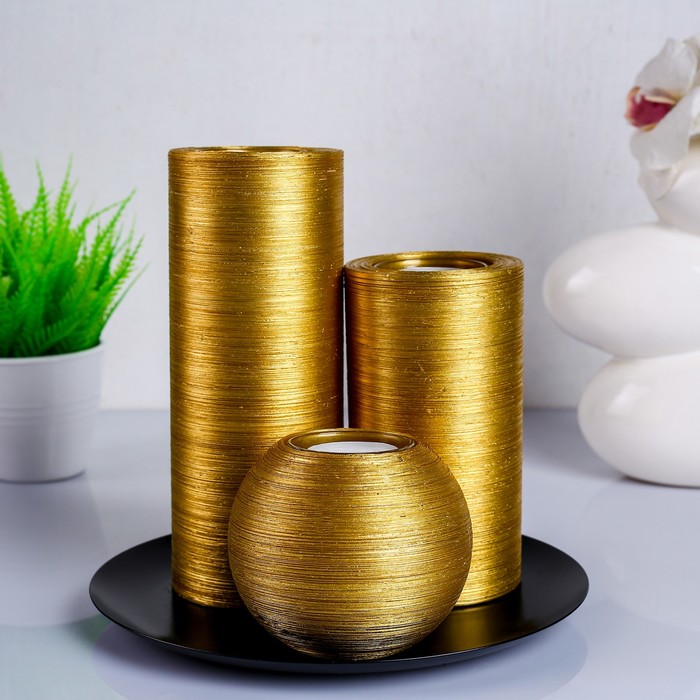 Свечи круглая композиция золото