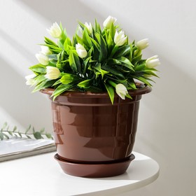 Горшок для цветов с поддоном Доляна «Арена», 2 л, цвет коричневый