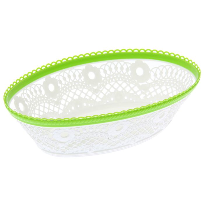 Ваза для хлеба и фруктов "Кружево", цвет бело-салатовый