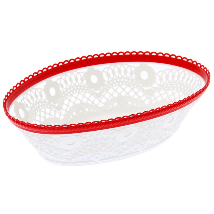 Ваза для хлеба и фруктов "Кружево" , цвет бело-красный