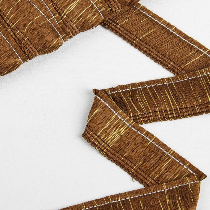Тесьма "Бахрома", 4см, 12±1м, цвет болотный/золотой