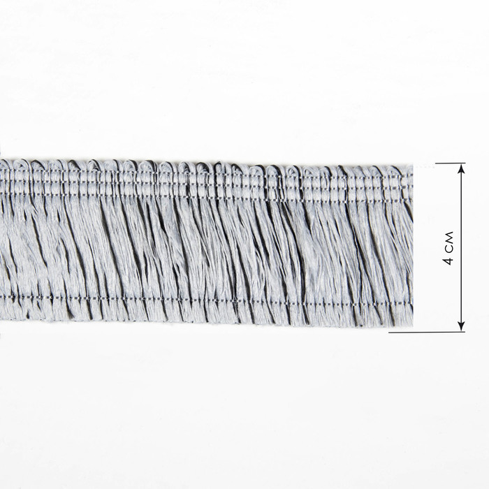 Тесьма "Бахрома", 4см, 12±1м, цвет серебристый