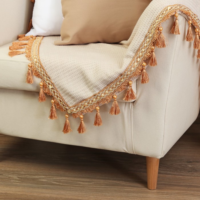 Тесьма "Кисть с лентой", 10см, 13±1м, цвет светло-коричневый