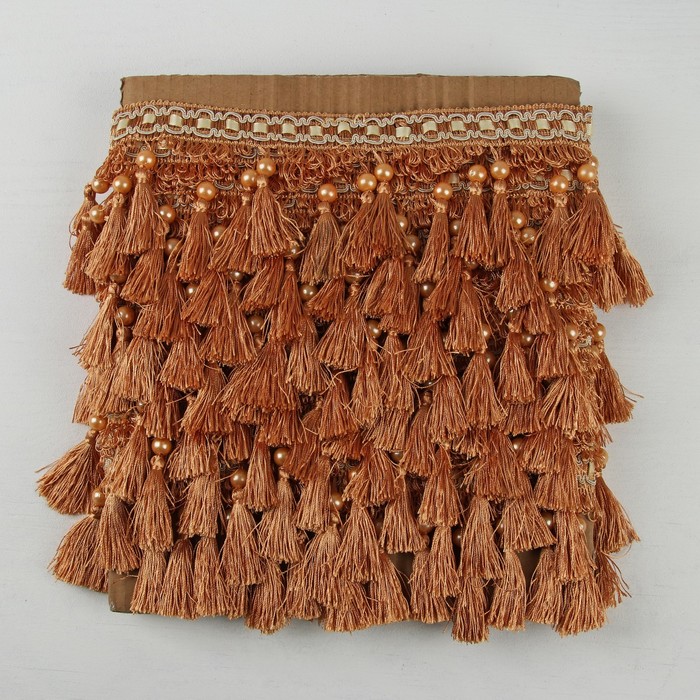 Тесьма "Кисть с лентой", 10см, 13±1м, цвет светло-коричневый