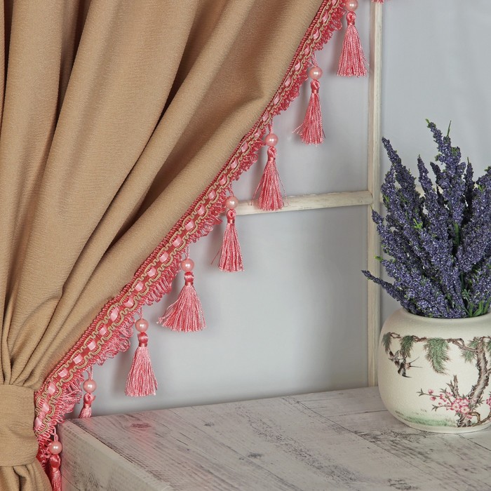 Тесьма "Кисть с лентой", 10см, 13±1м, цвет розовый