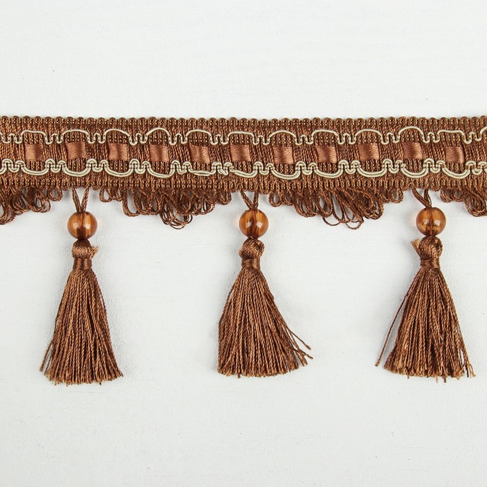 Тесьма "Кисть с лентой", 10см, 13±1м, цвет коричневый