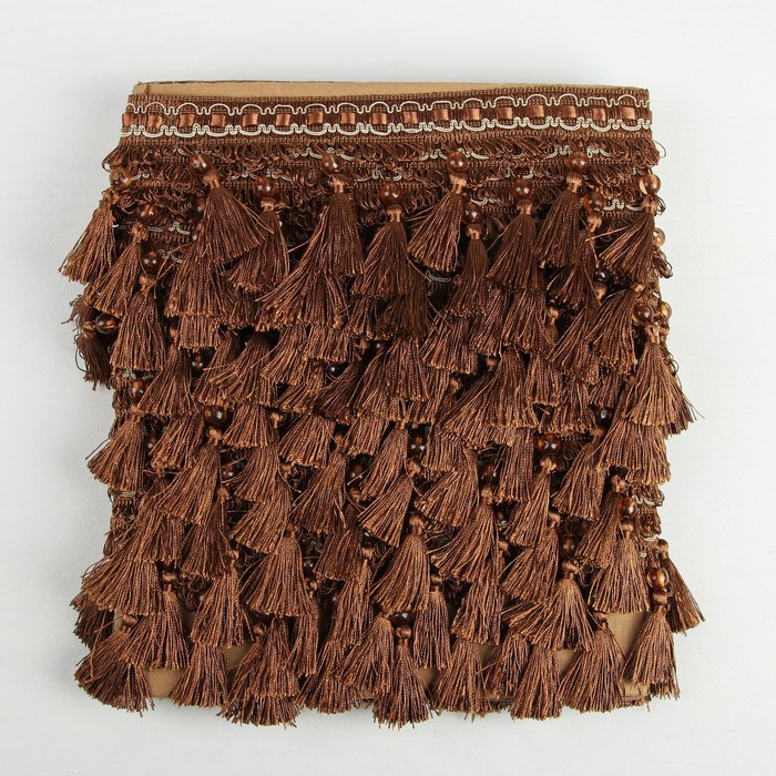 Тесьма "Кисть с лентой", 10см, 13±1м, цвет коричневый