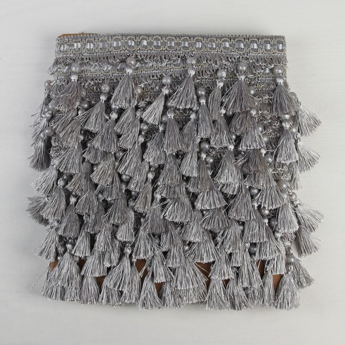 Тесьма "Кисть с лентой", 10см, 13±1м, цвет серый