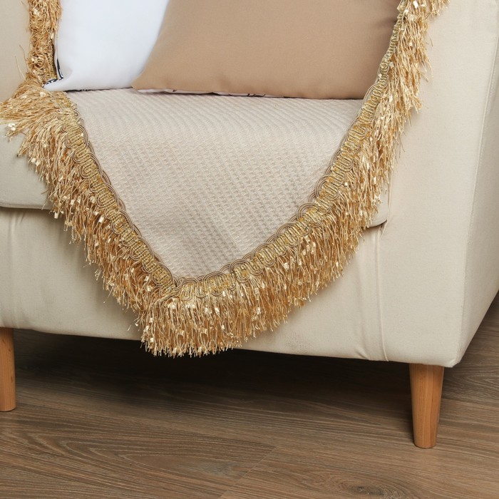 Тесьма "Бахрома", 10см, 12±1м, с ажуром, цвет бежевый