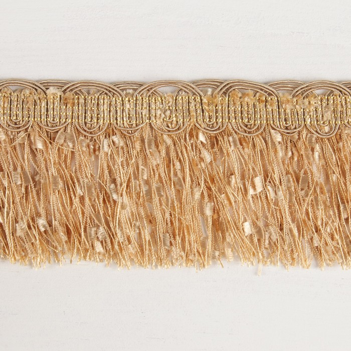 Тесьма "Бахрома", 10см, 12±1м, с ажуром, цвет бежевый