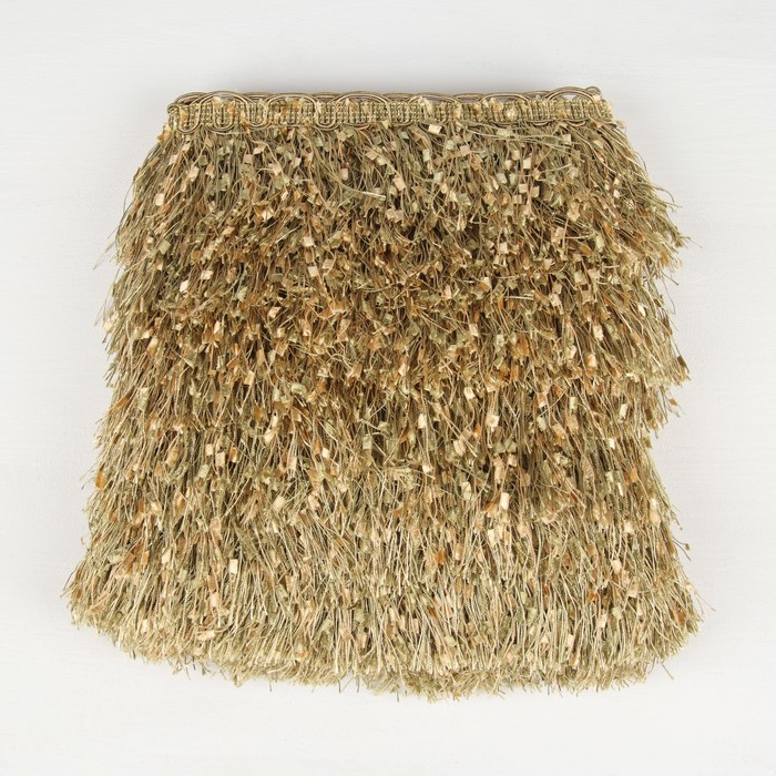 Тесьма "Бахрома", 10см, 12±1м, с ажуром, цвет светло-зеленый