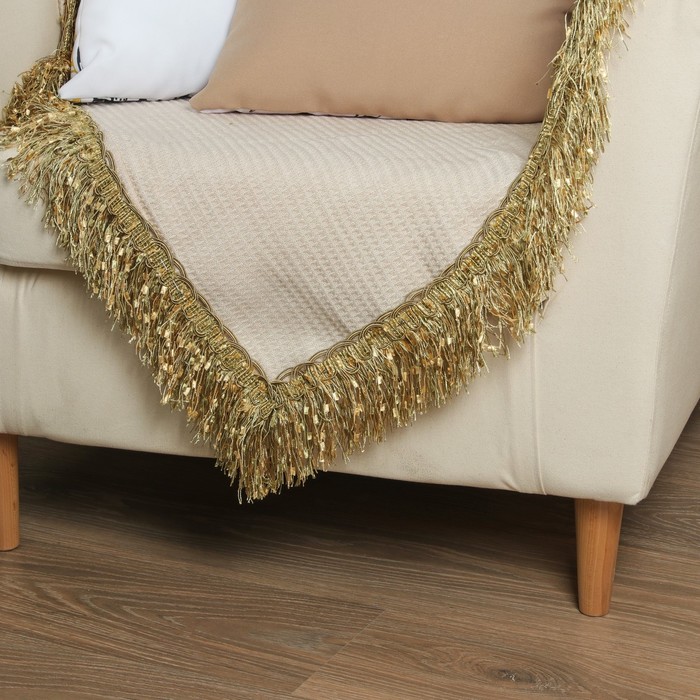 Тесьма "Бахрома", 10см, 12±1м, с ажуром, цвет коричневый