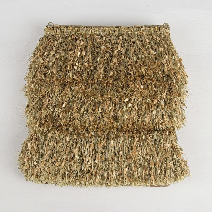 Тесьма "Бахрома", 10см, 12±1м, с ажуром, цвет коричневый