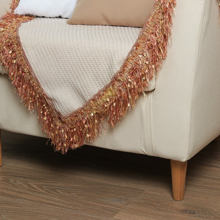 Тесьма "Бахрома", 10см, 12±1м, с ажуром, цвет коричневый