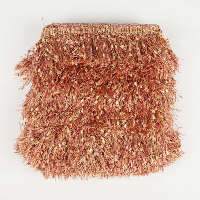 Тесьма "Бахрома", 10см, 12±1м, с ажуром, цвет коричневый