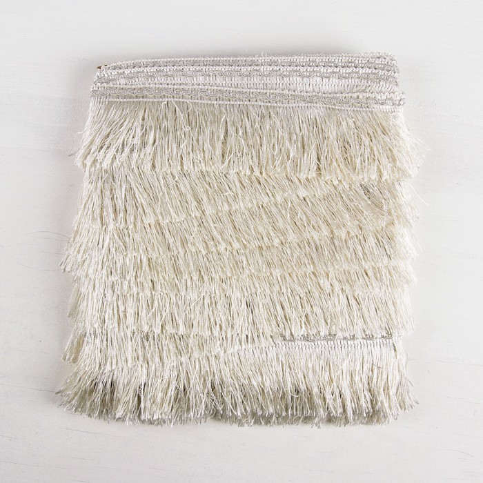 Тесьма "Бахрома", 6,5см, 12±1м, широкая, цвет белый