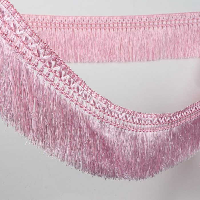 Тесьма "Бахрома", 12см, 12±1м, с двойной окантовкой, цвет розовый