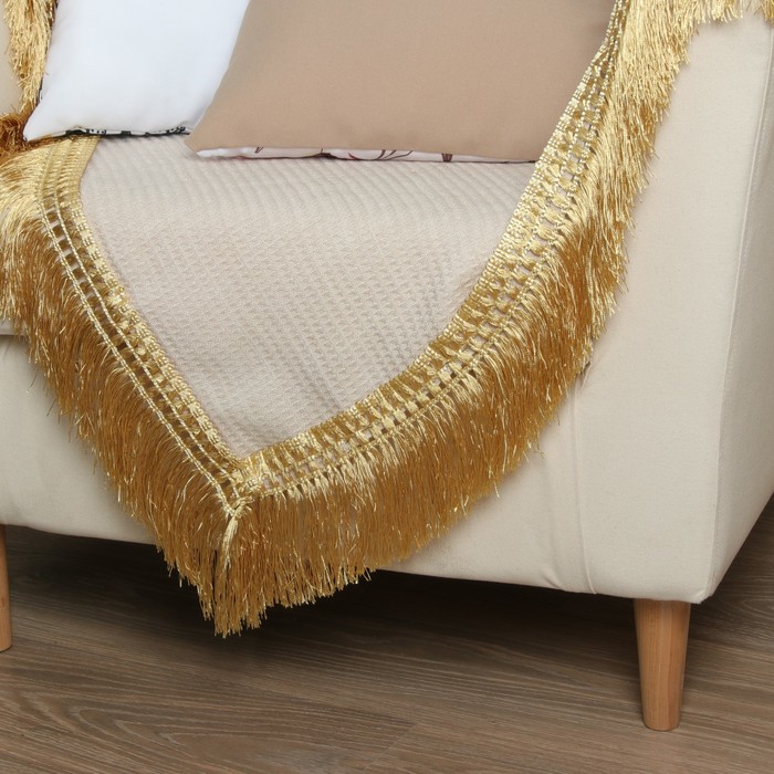 Тесьма "Бахрома", 12см, 12±1м, с двойной окантовкой, цвет светло-коричневый