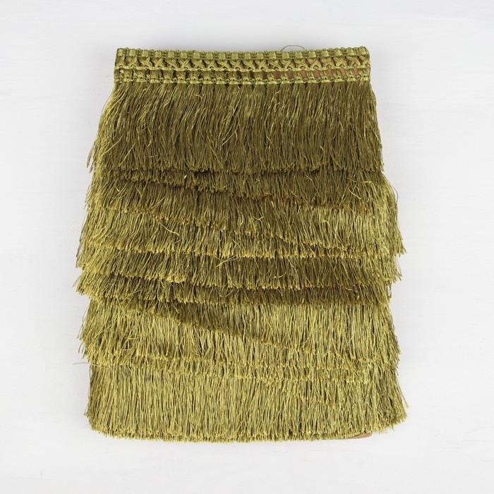 Тесьма "Бахрома", 12см, 12±1м, с двойной окантовкой, цвет зеленый