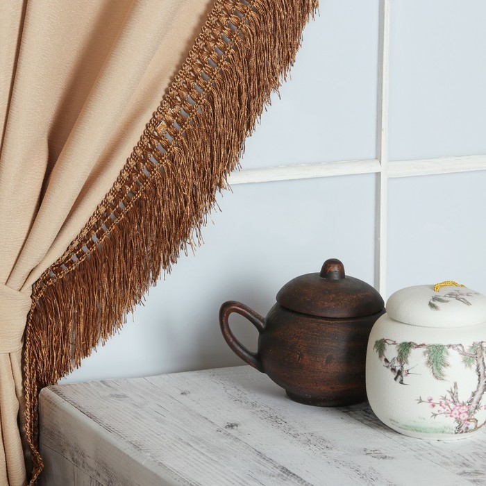 Тесьма "Бахрома", 12см, 12±1м, с двойной окантовкой, цвет коричневый