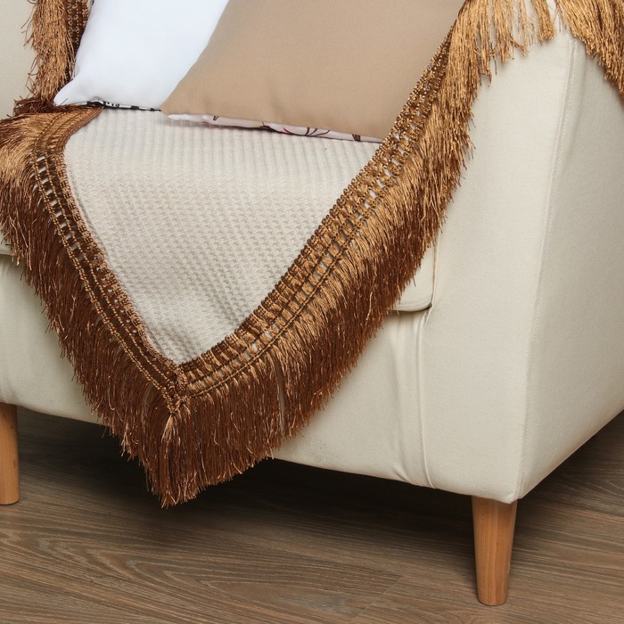 Тесьма "Бахрома", 12см, 12±1м, с двойной окантовкой, цвет коричневый