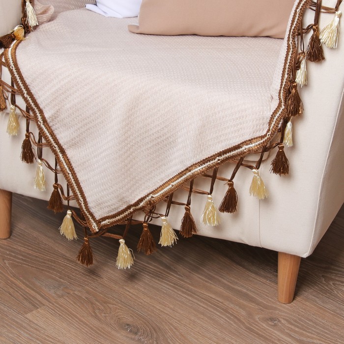 Тесьма "Переплетение кистей", 12±1м, цвет коричневый/бежевый