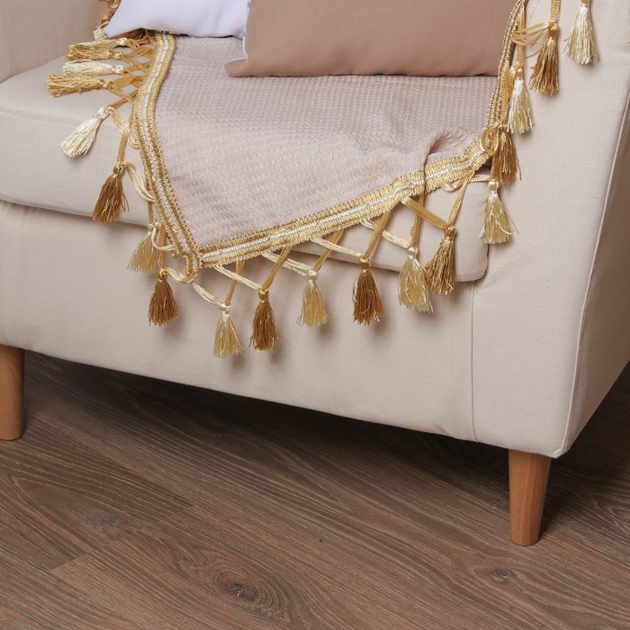 Тесьма "Переплетение кистей", 12±1м, цвет светло-коричневый/бежевый