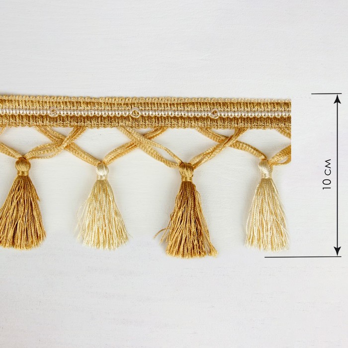 Тесьма "Переплетение кистей", 12±1м, цвет светло-коричневый/бежевый