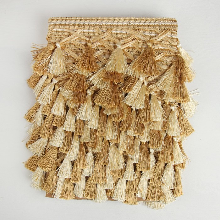 Тесьма "Переплетение кистей", 12±1м, цвет светло-коричневый/бежевый