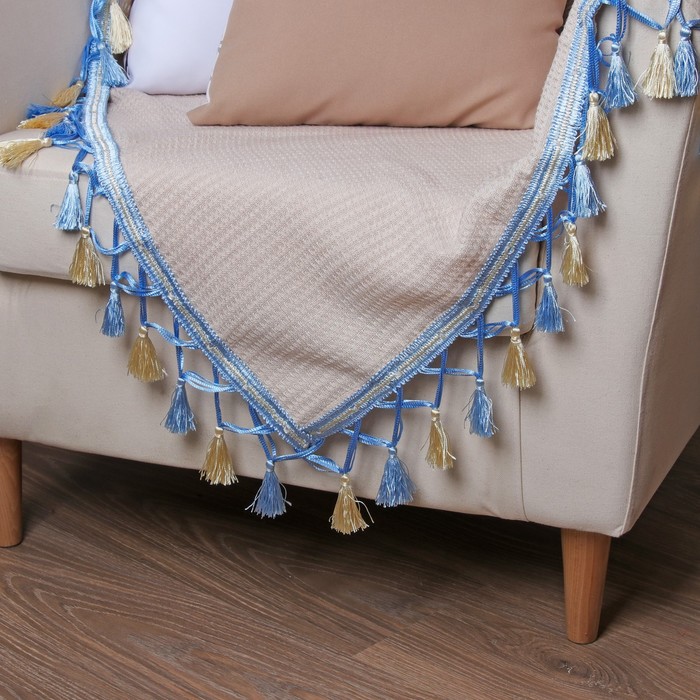 Тесьма "Переплетение кистей", 12±1м, цвет голубой/бежевый