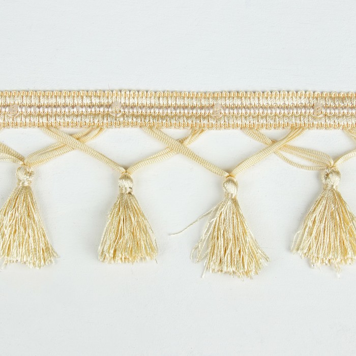 Тесьма "Переплетение кистей", 12±1м, цвет молочный