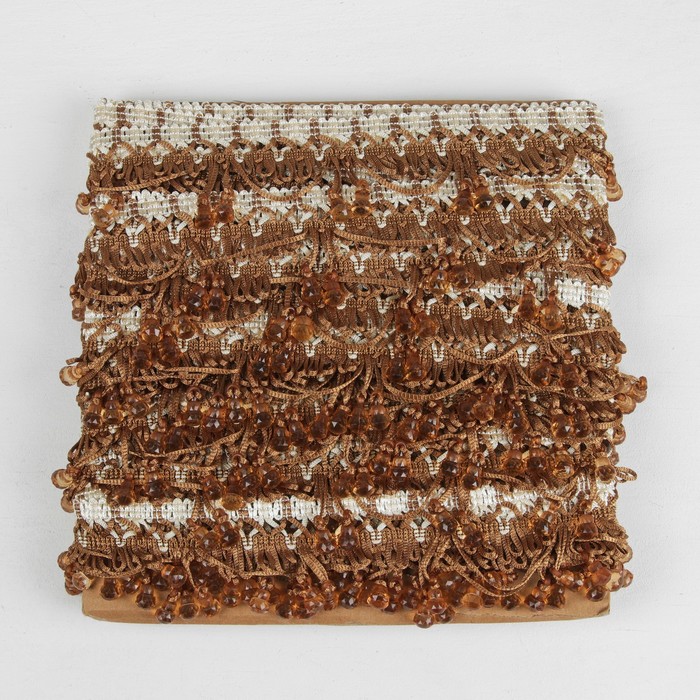 Тесьма "Колокольчики", 12±1м, цвет коричневый/бежевый