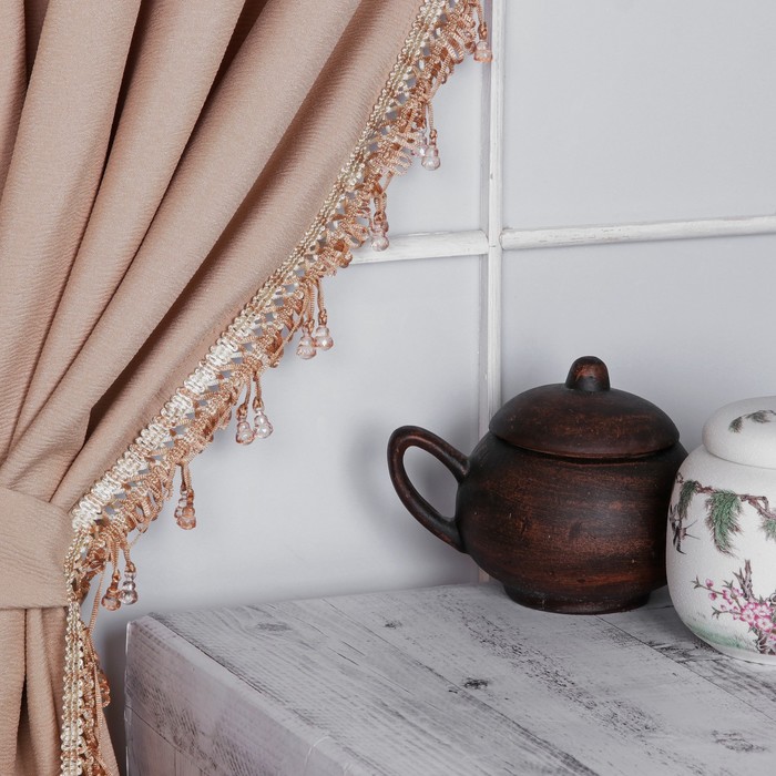 Тесьма "Колокольчики", 12±1м, цвет светло-коричневый/бежевый