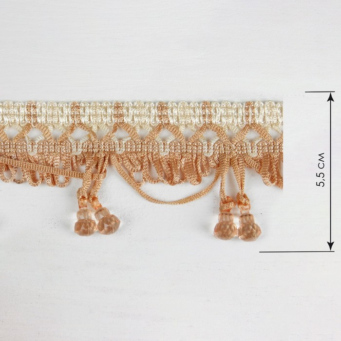 Тесьма "Колокольчики", 12±1м, цвет светло-коричневый/бежевый