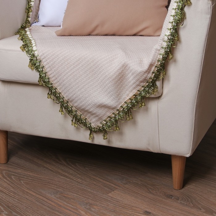 Тесьма "Колокольчики", 12±1м, цвет зелёный/бежевый