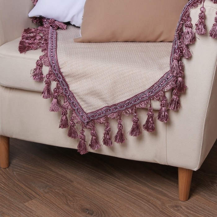 Тесьма с бусинками, 10см, 12±1м, цвет сиреневый